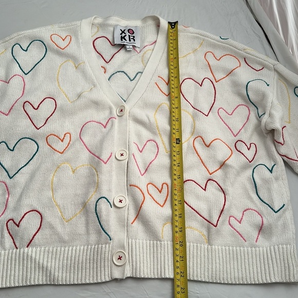 Kerry Rosenthal XOKR multicolor heart cardigan sweater - Picture 5 of 9
